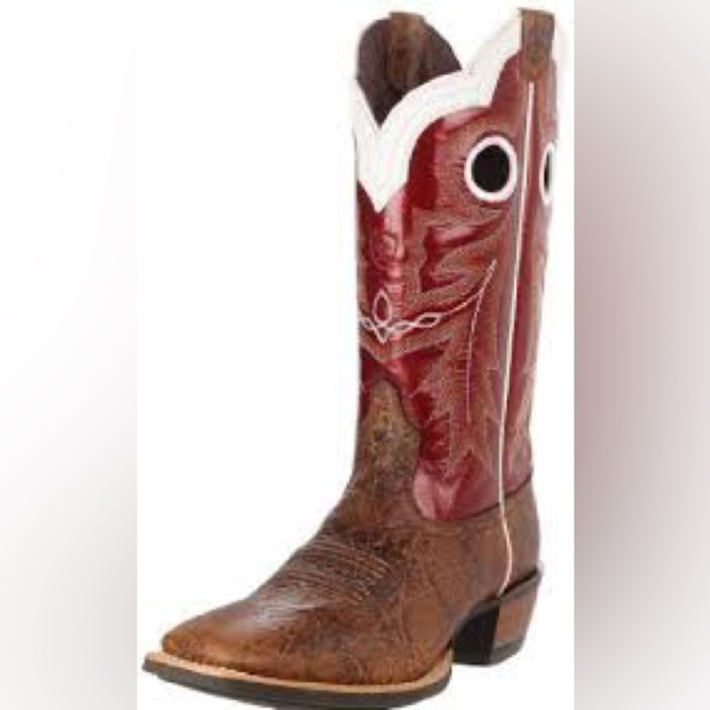 ARIAT leather Wildstock Western Cowboy Boot red white